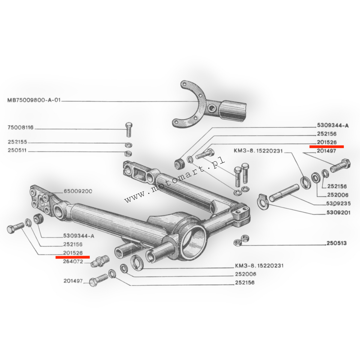 Vite fissaggio ammortizzatore INFERIORE K750 Ural Dnepr MT forcellone telaio vite