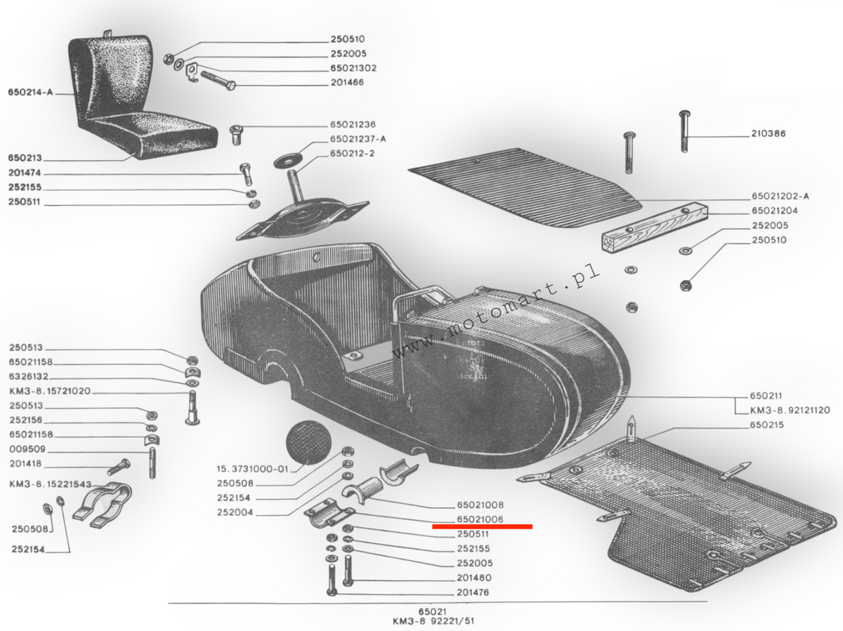 FASTENING PLATE for frame for TROLLEY BASKET M72 K750 URAL DNIEPR MT GALVANIZED bushing