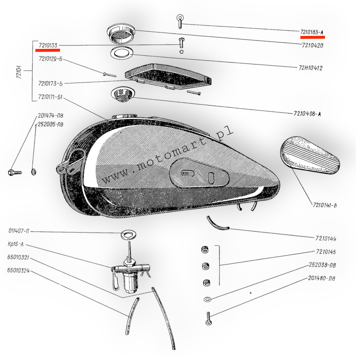 CHIAVE + VITE vano serbatoio VITE con dado M72 K750 Ural Dnepr