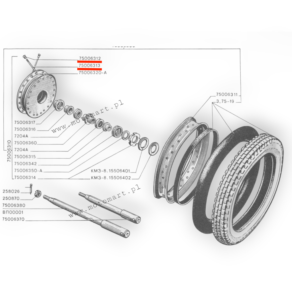 DNIEPR K750 SPOKE NIPPLE WHEEL RIM ALUMINUM DRUM WHITE 120MM